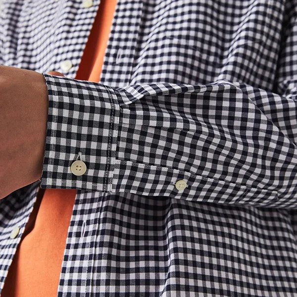 Áo Sơ Mi Dài Tay Nam Lacoste Men's Regular Fit Gingham Print Cotton Poplin Shirt CH5267 522 Màu Trắng/Xanh Navy Size 40