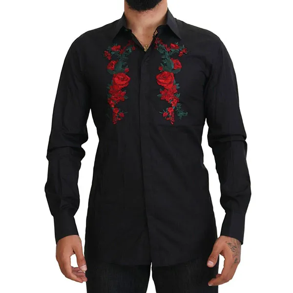 Áo Sơ Mi Nam Dolce & Gabbana D&G Black Floral Embroidery Men Long Sleeves GOLD Shirt G5GD0Z Màu Đen Size 39 - Thời trang - Vua Hàng Hiệu