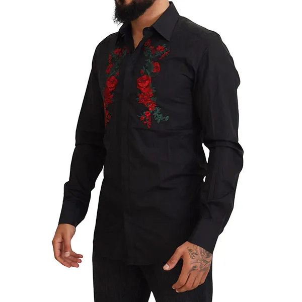Áo Sơ Mi Nam Dolce & Gabbana D&G Black Floral Embroidery Men Long Sleeves GOLD Shirt G5GD0Z Màu Đen Size 39 - Thời trang - Vua Hàng Hiệu