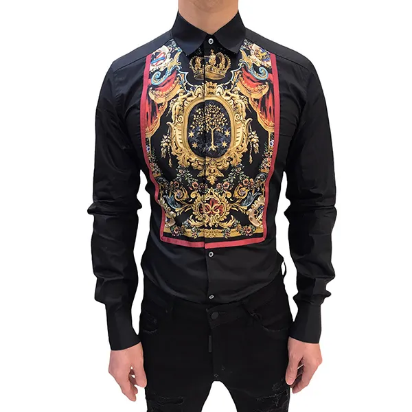 Áo Sơ Mi Nam Dolce & Gabbana D&G GOLD G5GT1T Họa Tiết Màu Đen Size 40 - Thời trang - Vua Hàng Hiệu