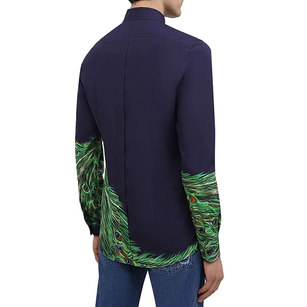Áo Sơ Mi Nam Dolce & Gabbana D&G Peacock-Print Cotton Gold-Fit Shirt G5GB3T Màu Xanh Navy Size 38 - Thời trang - Vua Hàng Hiệu