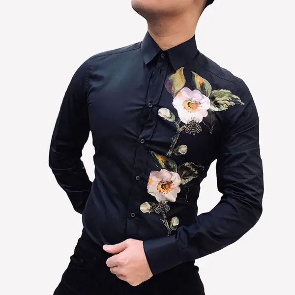 Áo Sơ Mi Nam Dolce & Gabbana D&G Shirt With Flowers Bees Embroidery G5DM6Z Màu Xanh Navy Size 37 - Thời trang - Vua Hàng Hiệu