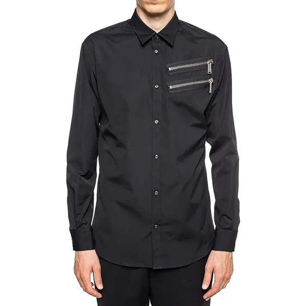 Áo Sơ Mi Nam Dsquared2 Black Shirt With Decorative Pockets S71DM0338 Màu Đen Size 44