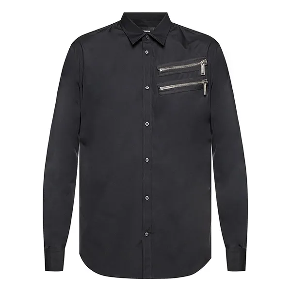 Áo Sơ Mi Nam Dsquared2 Black Shirt With Decorative Pockets S71DM0338 Màu Đen Size 44