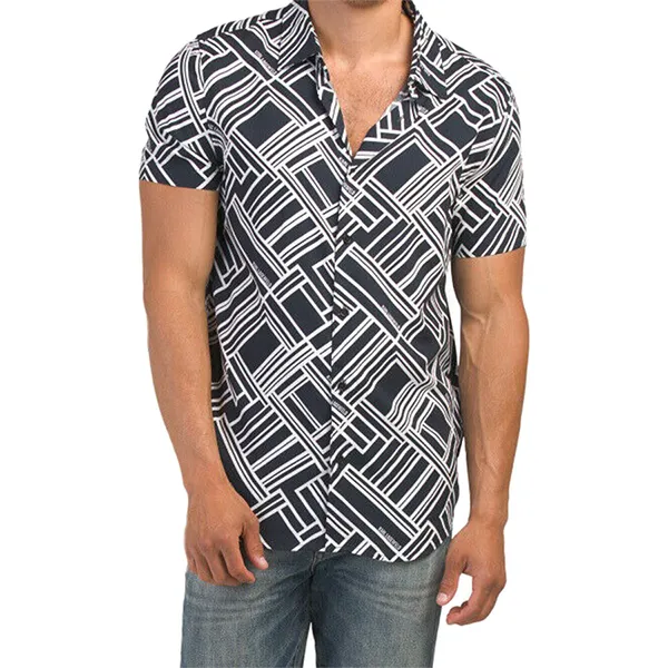Áo Sơ Mi Nam Karl Lagerfeld Short Sleeve Shirt LM2W3237 GA03 Màu Đen Trắng Size S