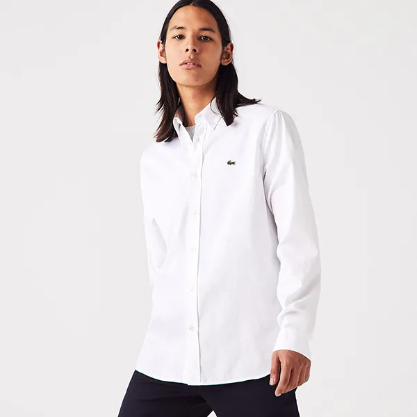 Áo Sơ Mi Nam Lacoste Men's Regular Fit Premium Cotton Shirt CH2933 00 001 Màu Trắng Size 38