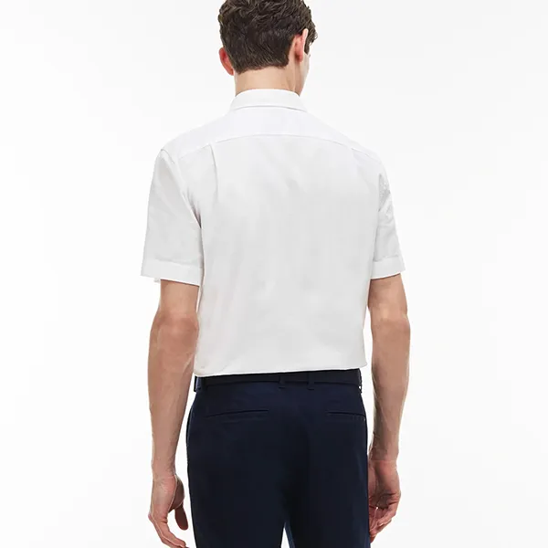 Áo Sơ Mi Nam Lacoste Oxford Cotton Shirt Short Sleeves CH9595 51 800 Màu Trắng Size 41