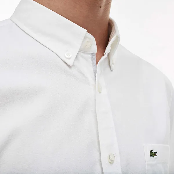 Áo Sơ Mi Nam Lacoste Oxford Cotton Shirt Short Sleeves CH9595 51 800 Màu Trắng Size 41