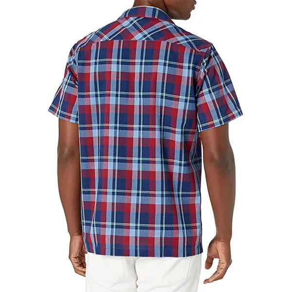 Áo Sơ Mi Nam Lacoste Short Sleeve Plaid Relaxed Fit Woven Shirt CH0960 51 UJX PC05 Màu Xanh Kẻ Caro Đỏ L