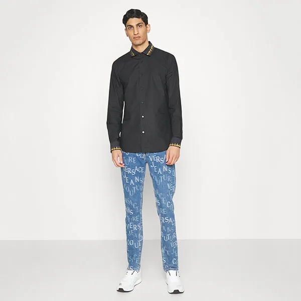 Áo Sơ Mi Dài Tay Nam Versace Jeans Couture Barocco-Print Long-Sleeve Shirt 72GAL2SA Màu Đen Size 44