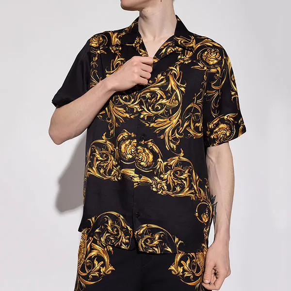 Áo Sơ Mi Nam Versace Jeans Couture Patterned Shirt 72GAL2B0 Màu Đen Vàng Size 46