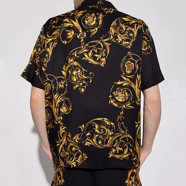 Áo Sơ Mi Nam Versace Jeans Couture Patterned Shirt 72GAL2B0 Màu Đen Vàng Size 46