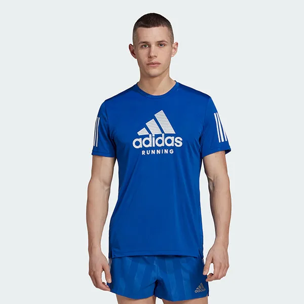 Áo Thun Nam Adidas Own The Run Aeroready Graphics In Line Running Short Sleeve T-shirt HA4315 Màu Xanh Blue Size 3XL