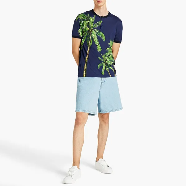 Áo Thun Nam Dolce & Gabbana D&G Printed Cotton-jersey Tshirt Màu Xanh Navy Size 46 - 3