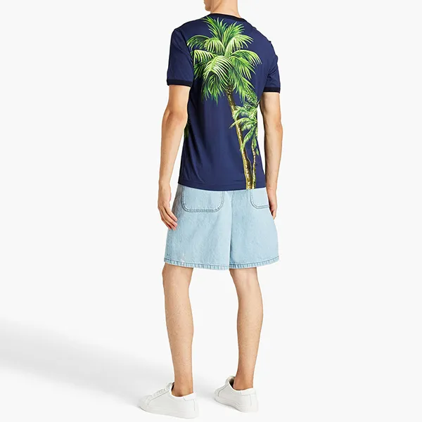 Áo Thun Nam Dolce & Gabbana D&G Printed Cotton-jersey Tshirt Màu Xanh Navy Size 46 - 4