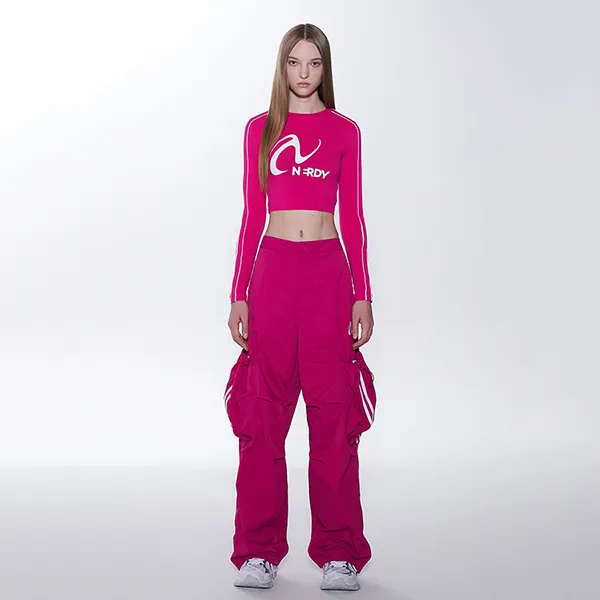 Áo Thun Nữ Nerdy Tshirt Crop Top Màu Hồng