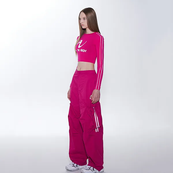 Áo Thun Nữ Nerdy Tshirt Crop Top Màu Hồng