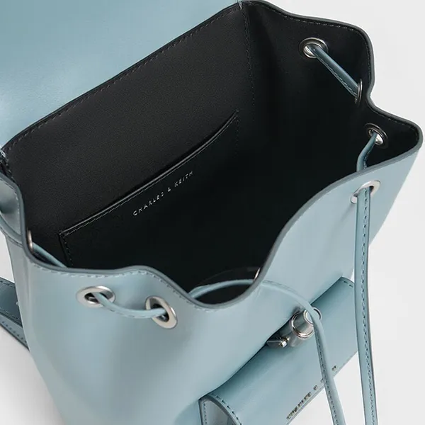 Balo Nữ Charles & Keith CNK Cesia Metallic Accent Backpack Slate Blue 60151332 Màu Xanh Nhạt