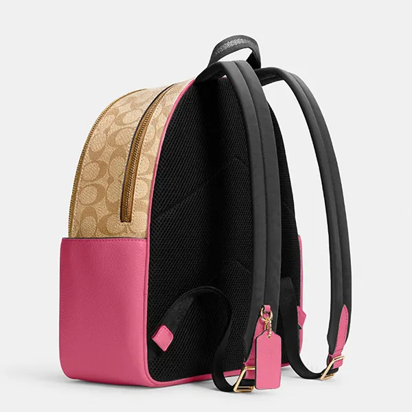 Balo Nữ Coach Court Backpack In Signature Canvas 5671 Màu Hồng/Khaki - Túi xách - Vua Hàng Hiệu