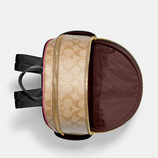 Balo Nữ Coach Court Backpack In Signature Canvas 5671 Màu Hồng/Khaki - Túi xách - Vua Hàng Hiệu