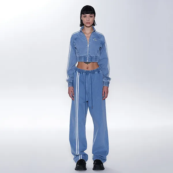 Bộ Quần Áo Dài Tay Nữ Nerdy Crop Denim Màu Xanh Nhạt - Thời trang - Vua Hàng Hiệu