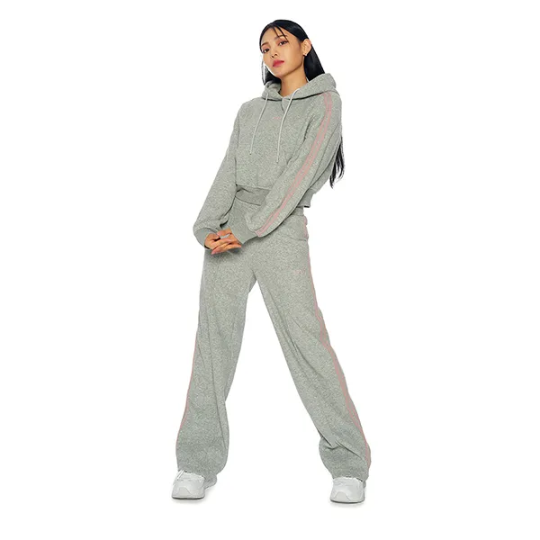 Bộ Quần Áo Nỉ Nữ Nerdy ĐB Crop Terry Màu Ghi Xám Size S