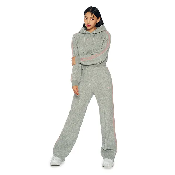 Bộ Quần Áo Nỉ Nữ Nerdy ĐB Crop Terry Màu Ghi Xám Size S