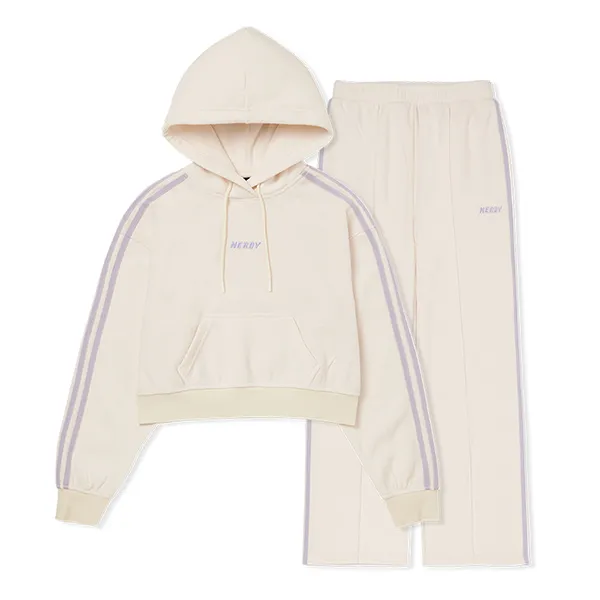 Bộ Quần Áo Nỉ Nữ Nerdy ĐB Crop Terry Màu Kem Size S