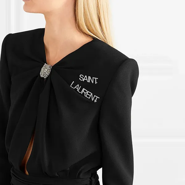 Cài Áo Yves Saint Laurent YSL Two Silver-Tone Crystal Brooches Siêu Sang Màu Bạc