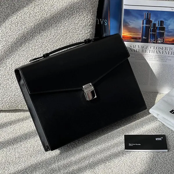 Cặp Xách Tay Nam Montblanc Meisterstuck Classic Single Gusset Briefcase Màu Đen - Túi xách - Vua Hàng Hiệu