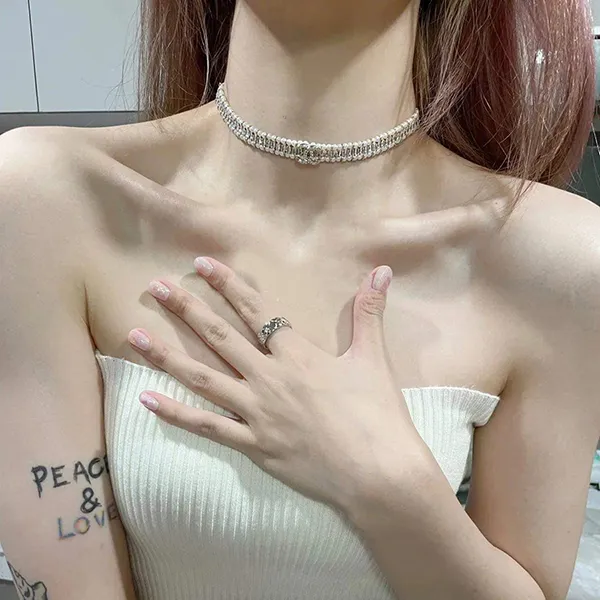 Dây Chuyền Choker Nữ Chanel CC Full Ngọc Trai Màu Trắng - Trang sức - Vua Hàng Hiệu