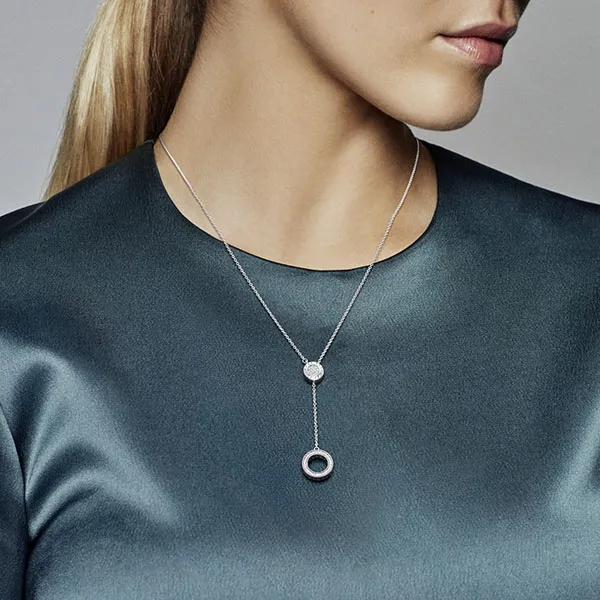 Dây Chuyền Nữ Pandora Logo Y-Necklace 397445CZ Màu Bạc