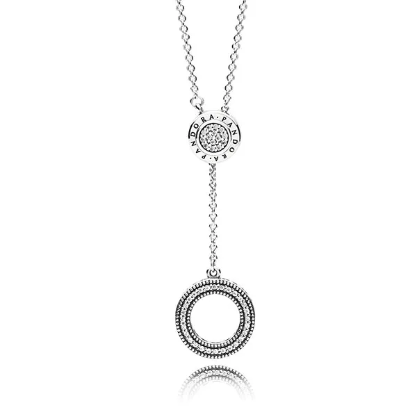 Dây Chuyền Nữ Pandora Logo Y-Necklace 397445CZ Màu Bạc