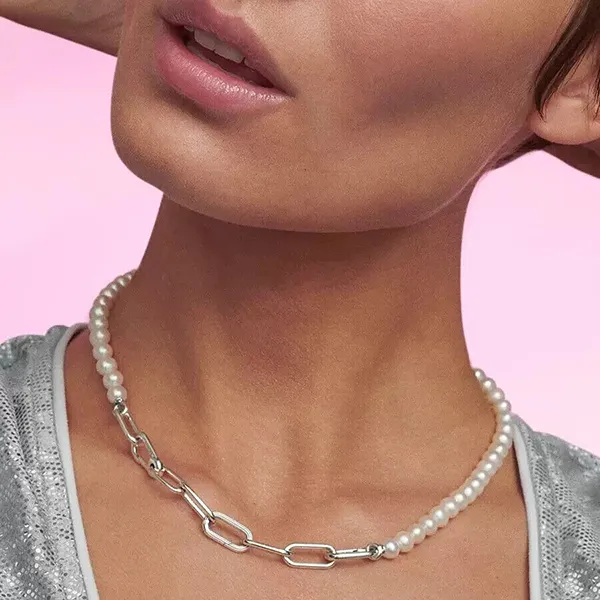 Dây Chuyền Nữ Pandora Me Treated Freshwater Cultured Pearl Necklace 399658C01 Màu Bạc