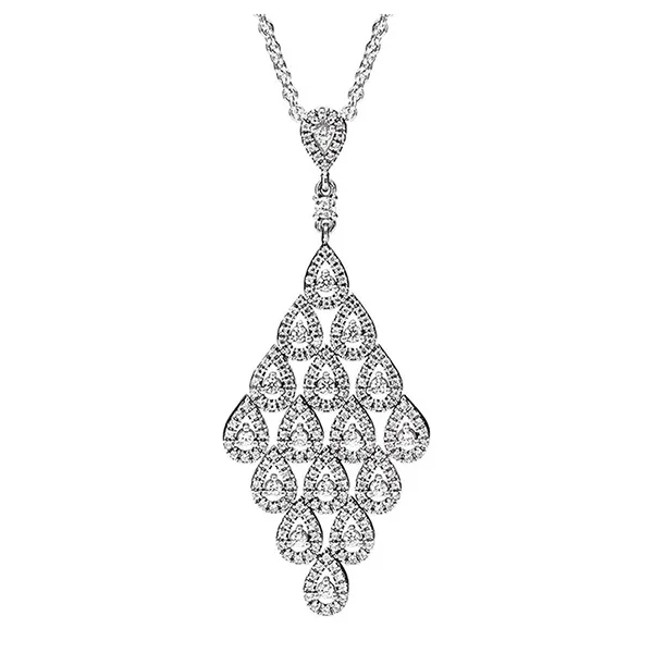 Dây Chuyền Nữ Pandora Necklace Pendant 396262CZ Sterling Silver Flowing Shine Clear Cubic Zirconia Màu Bạc