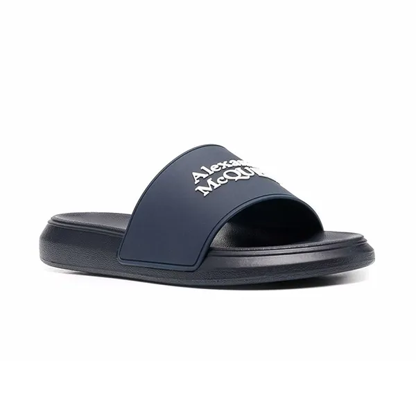 Dép Alexander Mcqueen Logo-Print Slides 18090706 Màu Xanh Navy Size 42 - Dép - Vua Hàng Hiệu