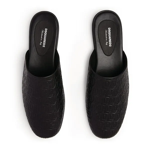 Dép Dsquared2 Leather Monogram Slippers MSM0002 Màu Đen Size 40