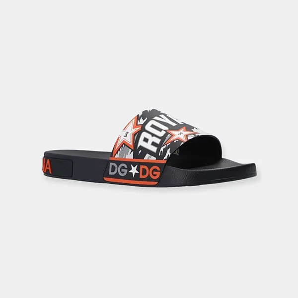 Dép Nam Dolce & Gabbana D&G Royals CS1646AX907HOJ90 Màu Đen Họa Tiết Size 39