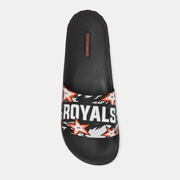 Dép Nam Dolce & Gabbana D&G Royals CS1646AX907HOJ90 Màu Đen Họa Tiết Size 39