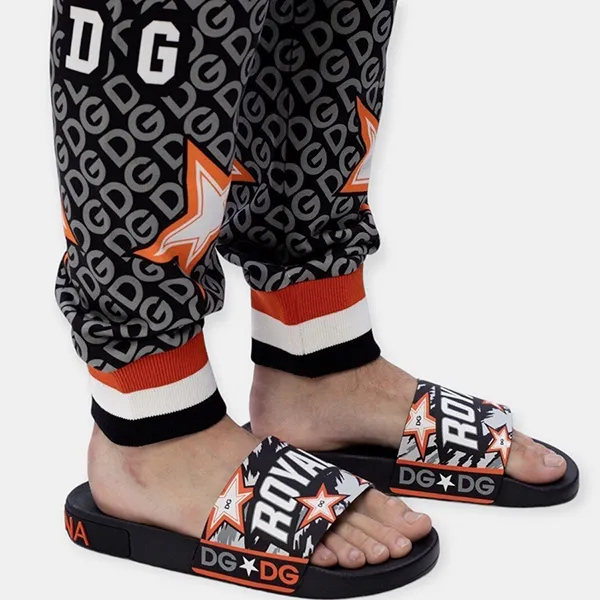 Dép Nam Dolce & Gabbana D&G Royals CS1646AX907HOJ90 Màu Đen Họa Tiết Size 39