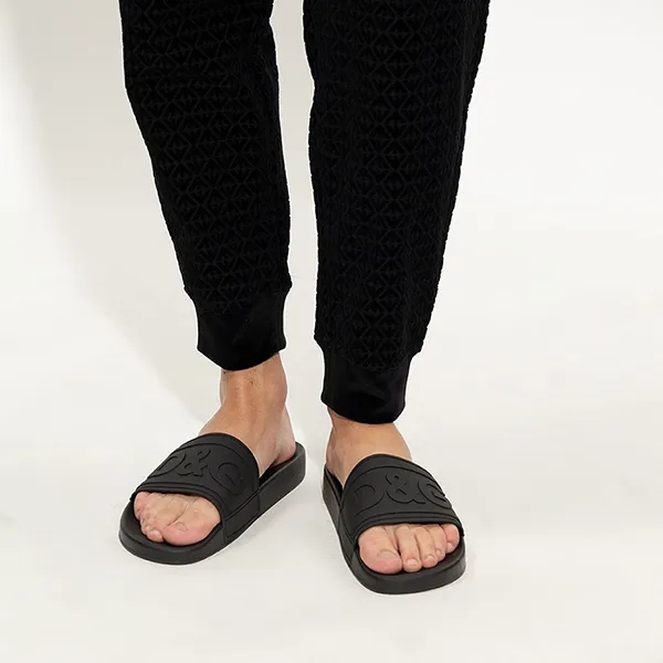 Dép Nam Dolce & Gabbana D&G Rubber Slides CS2072 Màu Đen Size 40