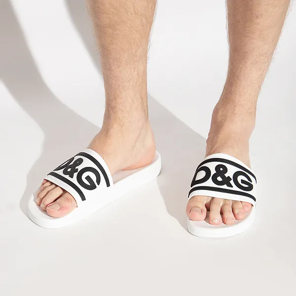 Dép Nam Dolce & Gabbana D&G White Rubber Slides Màu Trắng Size 41