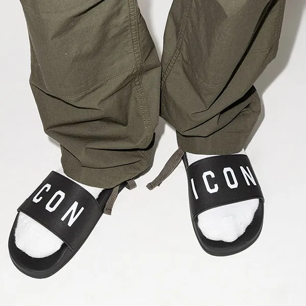 Dép Nam Dsquared2 Black Be Icon Slides FFM002317203516 Màu Đen Size 40