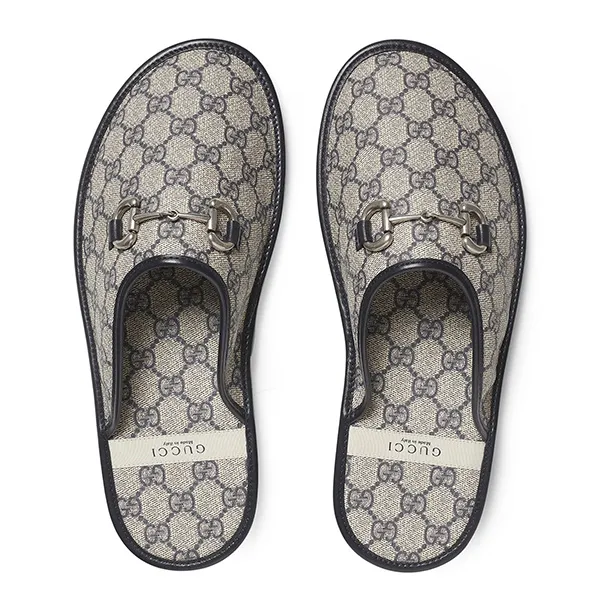 Dép Nam Gucci GG Slipper Horsebit 694249 96G60 4073 Màu Xanh Xám Size 5