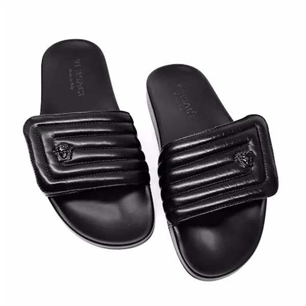 Dép Nam Versace Black Quilted Sliders Màu Đen Size 39 - Dép - Vua Hàng Hiệu