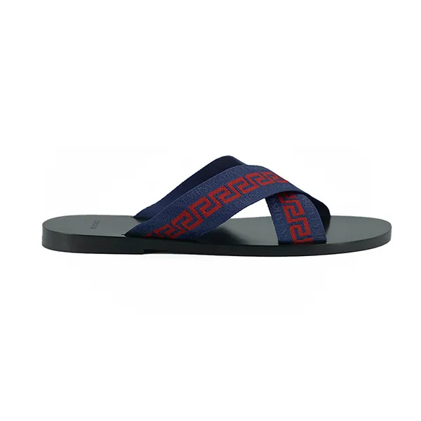 Dép Nam Versace Blue Greca Ribbon Sandals Màu Đen Xanh Size 42