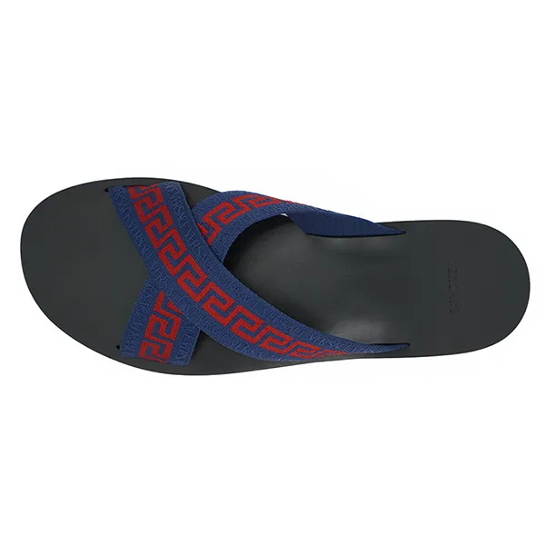 Dép Nam Versace Blue Greca Ribbon Sandals Màu Đen Xanh Size 42