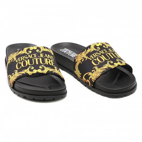 Dép Nam Versace Jeans Couture E0YWASQ4 71626 Màu Đen Vàng Size 41