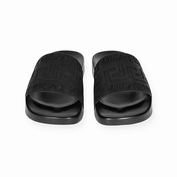Dép Nam Versace La Greca Logo In Black 1006272 Màu Đen Size 42