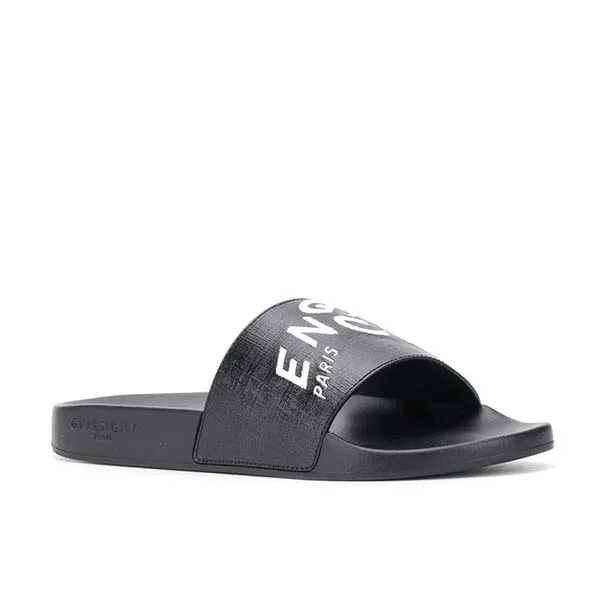 Dép Quai Ngang Nam Givenchy Logo Print Leather Slides ES0260 Màu Đen Size 41 - Dép - Vua Hàng Hiệu